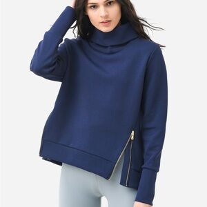 Addison Bay Cowl Neck Polished Double Knit Zip Everyday Pullover